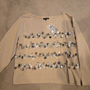 J Crew NWT Sequin Pallette Embellished Top L